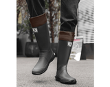 36# Black Foldable Knee-High Rain Boots - Packable Waterproof Non-Slip Wellies for Travel & Festivals darrahopens.com.au