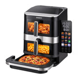 Devanti 12L Air Fryer Dual Basket Stacked 10 Inch Pizza Maker 2800W Touch Black