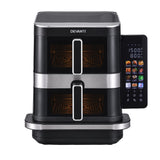 Devanti 12L Air Fryer Dual Basket Stacked 10 Inch Pizza Maker 2800W Touch Black
