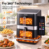 Devanti 12L Air Fryer Dual Basket Stacked 10 Inch Pizza Maker 2800W Touch Black