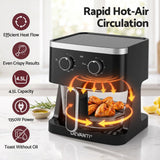 Devanti 4.5L Glass Air Fryer Kitchen Oven Knob Control 1350W Healthy Cooker Black