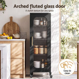 Artiss Buffet Cabinet Sideboard X2 Slim Kitchen Storage Trolley Wheels Black
