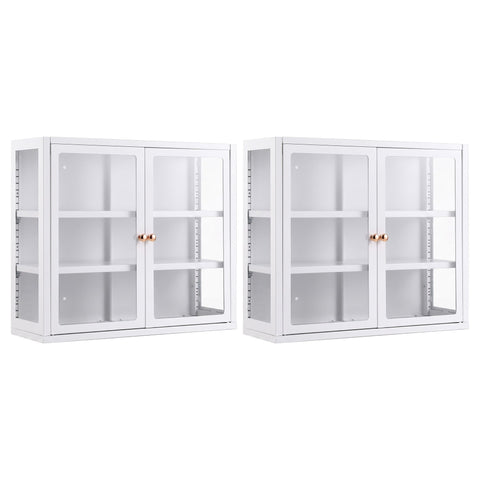 Artiss Buffet Cabinet Sideboard X2 Wall Mounted Clear Display Storage 60cm White