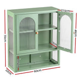 Artiss Buffet Cabinet Sideboard Wall Mounted Fluted Display Storage 70cm Green In Australia - Darrahopens