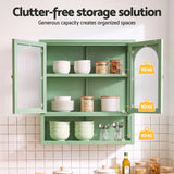 Artiss Buffet Cabinet Sideboard Wall Mounted Fluted Display Storage 70cm Green In Australia - Darrahopens