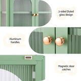 Artiss Buffet Cabinet Sideboard Wall Mounted Fluted Display Storage 70cm Green In Australia - Darrahopens