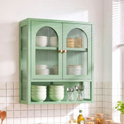 Artiss Buffet Cabinet Sideboard Wall Mounted Fluted Display Storage 70cm Green In Australia - Darrahopens
