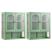 Artiss Buffet Cabinet Sideboards X2 Wall Mounted Fluted Display Storage Green