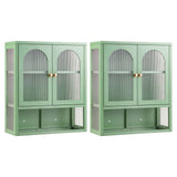 Artiss Buffet Cabinet Sideboards X2 Wall Mounted Fluted Display Storage Green