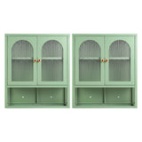 Artiss Buffet Cabinet Sideboards X2 Wall Mounted Fluted Display Storage Green