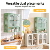Artiss Buffet Cabinet Sideboards X2 Wall Mounted Fluted Display Storage Green