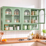 Artiss Buffet Cabinet Sideboards X2 Wall Mounted Fluted Display Storage Green
