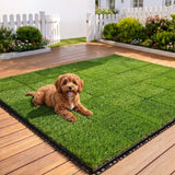 Prime Turf Artificial Grass Turf Tiles Interlocking Fake Grass Mat for Balcony Pet 24 Pack