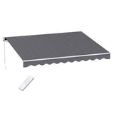Instahut Retractable Folding Arm Awning Motorised Sunshade 3.5M X 3M Grey