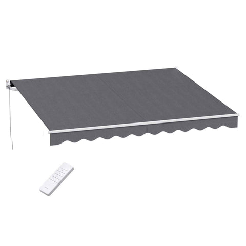 Instahut Retractable Folding Arm Awning Motorised Sunshade 3.5M X 3M Grey