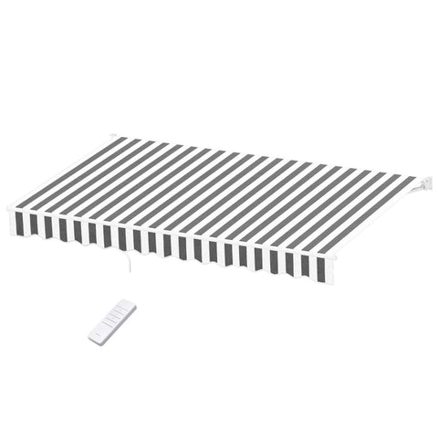 Instahut Retractable Folding Arm Awning Motorised Sunshade 4.5Mx3M Grey White