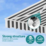 Instahut Retractable Folding Arm Awning Motorised Sunshade 4.5Mx3M Grey White