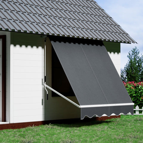 Instahut Motorised Pivot Arm Awning Window Sun Shade 2.1 X 2.1M Grey
