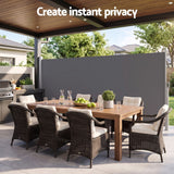 Instahut 1.8X3.5M Side Awning Retractable Privacy Screen Outdoor Sun Shade Grey