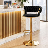 Artiss Bar Stool X1 Gas Lift Adjustable Velvet Woven Backrest Vivien Black