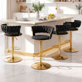 Artiss 4x Bar Stools Gas Lift Adjustable Velvet Woven Backrest Vivien Black In Australia - Darrahopens