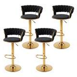 Artiss 4x Bar Stools Gas Lift Adjustable Velvet Woven Backrest Vivien Black In Australia - Darrahopens