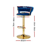 Artiss Bar Stools X3 Kitchen Counter Chair Gas Lift Velvet Woven Backrest Navy