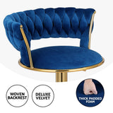 Artiss Bar Stools X3 Kitchen Counter Chair Gas Lift Velvet Woven Backrest Navy In Australia - Darrahopens
