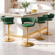 Artiss 4x Bar Stools Gas Lift Adjustable Velvet Woven Backrest Vivien Green In Australia - Darrahopens