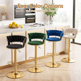 Artiss 4x Bar Stools Gas Lift Adjustable Velvet Woven Backrest Vivien Green