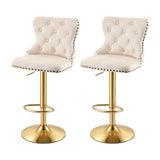 Artiss 2x Bar Stools Counter Chair Kitchen Adjustable Nailhead Trim Velvet Ivory