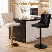 Artiss 2x Bar Stools Counter Chair Kitchen Adjustable Nailhead Trim Velvet Ivory