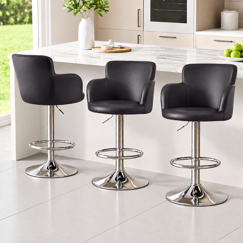 Artiss 3x Bar Stools Counter Chairs Swivel Adjustable Tub PU Leather Brown In Australia - Darrahopens