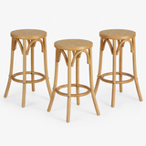 Artiss Bar Stools Set of 3 Kitchen Wooden Bar Stool Dining Chair 65cm