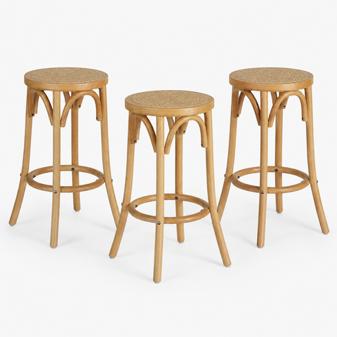 Artiss Bar Stools Set of 3 Kitchen Wooden Bar Stool Dining Chair 65cm