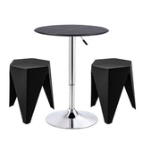 Artiss Bar Stools and Table Set 3PCS Dining Desk Kitchen Chair PVC Leather Black