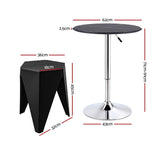 Artiss Bar Stools and Table Set 3PCS Dining Desk Kitchen Chair PVC Leather Black