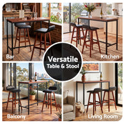 Artiss 3Pcs Bar Table and Stools Set Dining Desk Kitchen Chairs Cafe Pub Wood