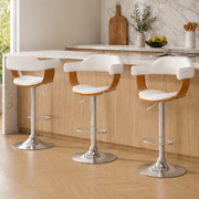 Artiss Bar Stools X3 Kitchen Counter Chair Gas Lift Swivel PU Selina White