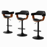 Artiss Bar Stools X3 Kitchen Counter Chair Gas Lift Swivel PU Selina All Black In Australia - Darrahopens