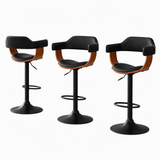 Artiss Bar Stools X3 Kitchen Counter Chair Gas Lift Swivel PU Selina All Black In Australia - Darrahopens