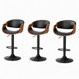 Artiss Bar Stools X3 Kitchen Counter Chair Gas Lift Swivel PU Ambrus Black In Australia - Darrahopens