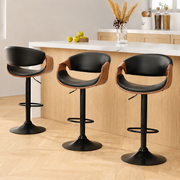 Artiss Bar Stools X3 Kitchen Counter Chair Gas Lift Swivel PU Ambrus Black