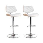 Artiss 2x Bar Stools Kitchen Dining Chairs Gas Lift Stool Wooden Leather White