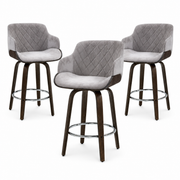Artiss Bar Stools Set of 3 Kitchen Wooden Bar Stool Dining Chair Swivel Velvet In Australia - Darrahopens