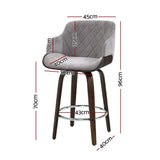 Artiss Bar Stools Set of 3 Kitchen Wooden Bar Stool Dining Chair Swivel Velvet In Australia - Darrahopens
