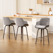 Artiss Bar Stools Set of 3 Kitchen Wooden Bar Stool Dining Chair Swivel Velvet In Australia - Darrahopens