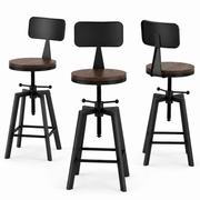 Artiss 3x Bar Stool Swivel Industrial Counter Barstools 63-79cm Seat Height Adjustable Metal Legs