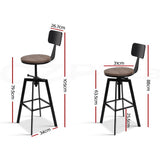 Artiss 3x Bar Stool Swivel Industrial Counter Barstools 63-79cm Seat Height Adjustable Metal Legs