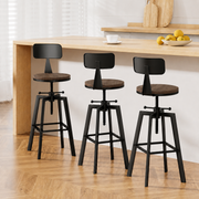 Artiss 3x Bar Stool Swivel Industrial Counter Barstools 63-79cm Seat Height Adjustable Metal Legs